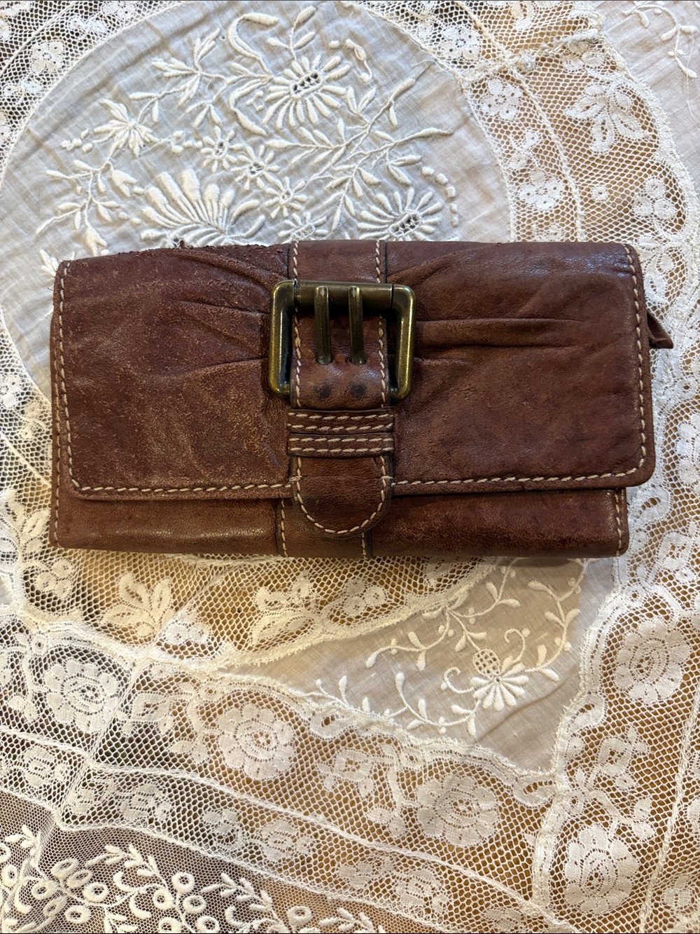 Brown Leather Buckle Wallet